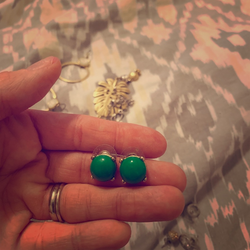 J Crew Green Stone Earrings